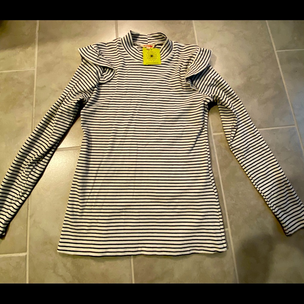 Black and white striped long sleeve top